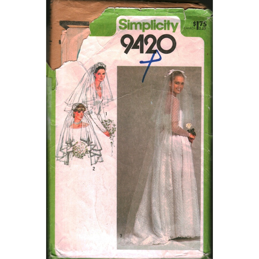Vintage Simplicity 9420 Bridal Headpieces‎ and Veils Sewing Pattern One Size